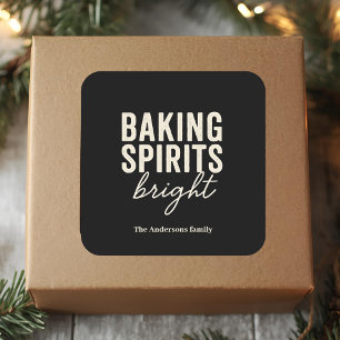 Sticker Carré Baking Spirits Bright Noël noir moderne