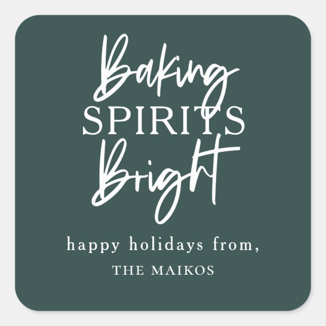 Sticker Carré Baking Spiritueux Vacances Vert (Devant)