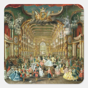 Sticker Carré Bal masqué dans le Hoftheater, Bonn, 1754