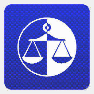 Sticker Carré Balances de justice bleue