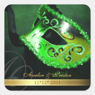 Sticker Carré Balayage Mascarade Vert Enregistrer L'Autocollant 