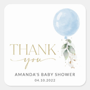 Sticker Carré Balcon Bleu, Eucalyptus, Verdure, Baby shower