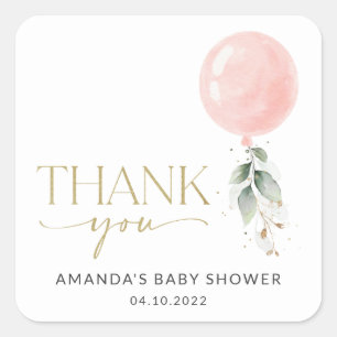 Sticker Carré Balcon rose, Eucalyptus, Verdure, Baby shower