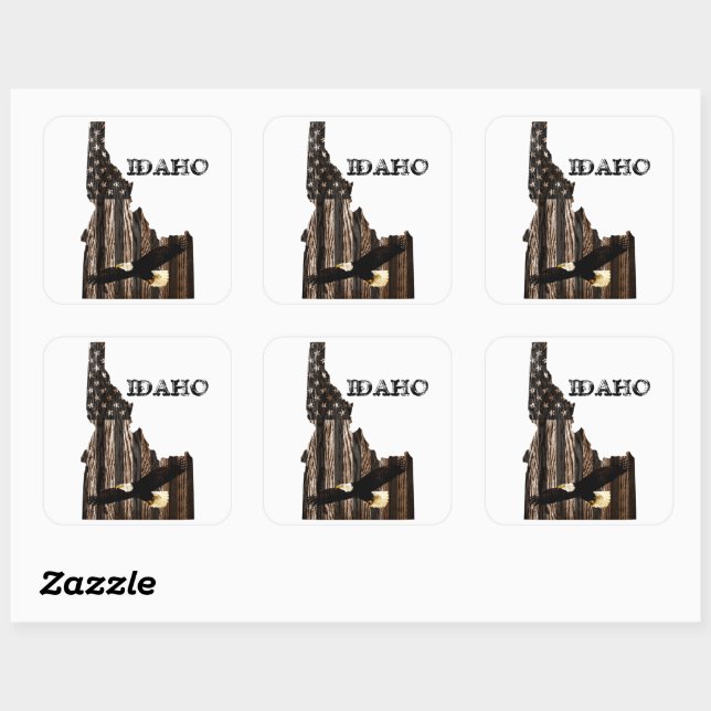 STICKER CARRÉ BALD EAGLE BOIS BRÛLÉ - IDAHO PATRIOT NOIR (Feuille)