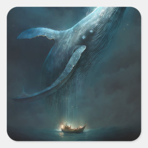 Sticker Carré Baleine Dans Le Ciel L'Art Imaginaire