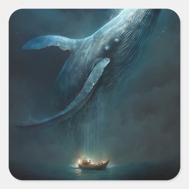 Sticker Carré Baleine Dans Le Ciel L'Art Imaginaire (Devant)