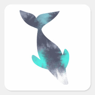 Sticker Carré Baleine mignonne