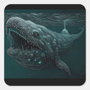 Sticker Carré Baleine spatiale
