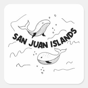 Sticker Carré Baleines des îles San Juan