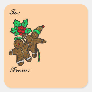 Sticker Carré Balise cadeau Cookies en pain d'épice