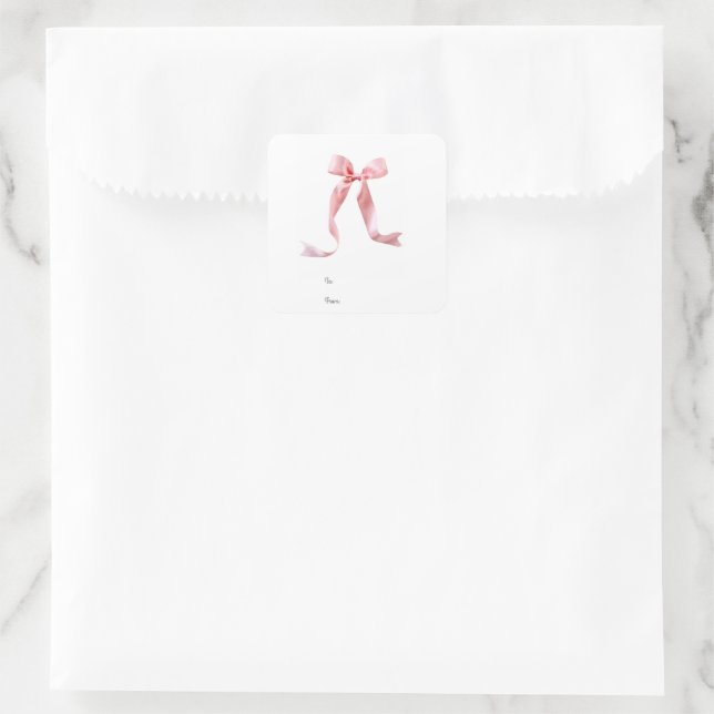 Sticker Carré Balise Cadeau de la boîte rose (Sac)