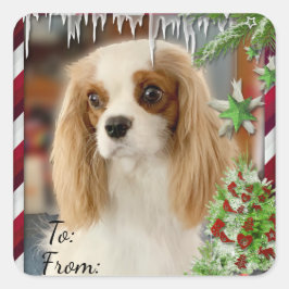 Sticker Carré Balise cadeau de Noël Blenheim Cavalier