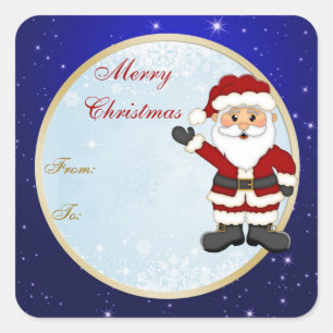 Sticker Carré Balise cadeau de Noël de Cute Père Noël