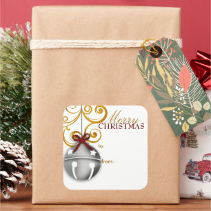 Sticker Carré Balise cadeau de Noël Jingle Bell