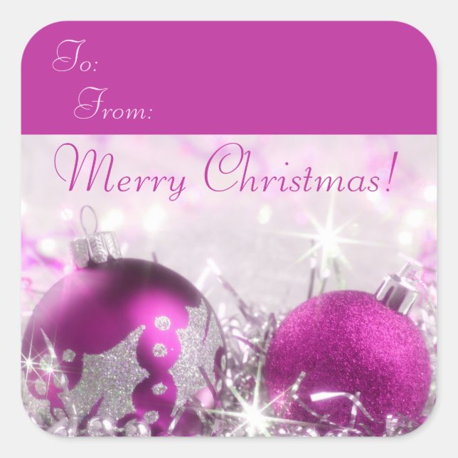Sticker Carré Balise cadeau de Noël Joyeux (Devant)