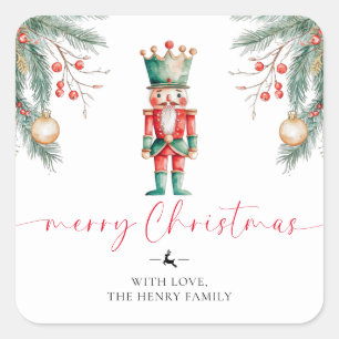 Sticker Carré Balise cadeau de Noël Joyeux Nutcracker