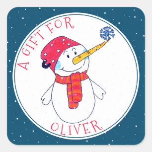 Sticker Carré Balise cadeau de Noël pour les enfants