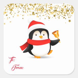 Sticker Carré Balise cadeau de Noël Stickers-Penguin