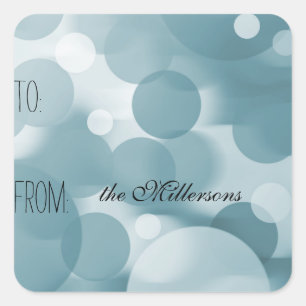 Sticker Carré Balise cadeau de points Blue Bokeh Circles