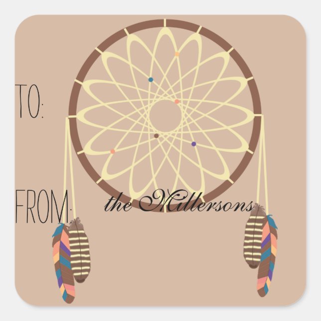 Sticker Carré Balise Cadeau Dream Catcher (Devant)