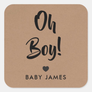 Sticker Carré Balise cadeau garçon, Balise cadeau Baby shower, K