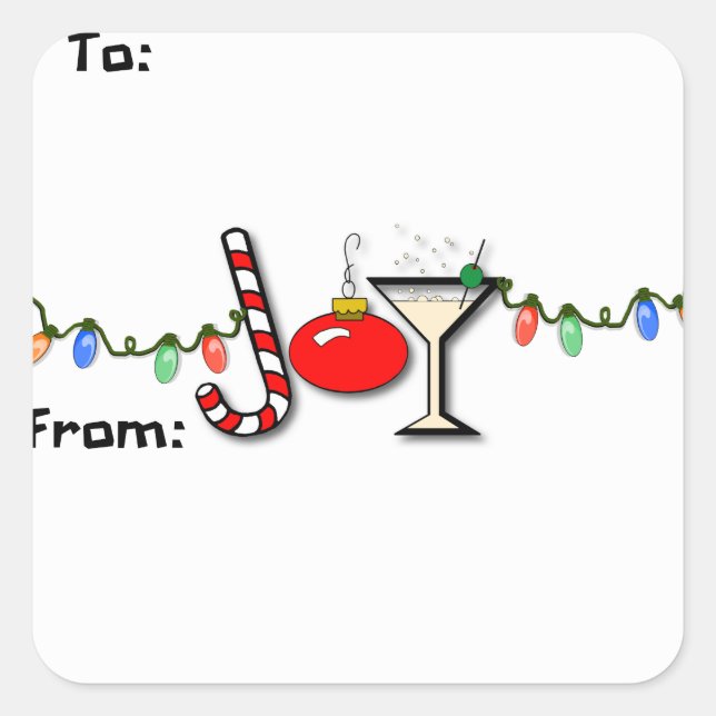 Sticker Carré Balise cadeau Joyous Martini (Devant)