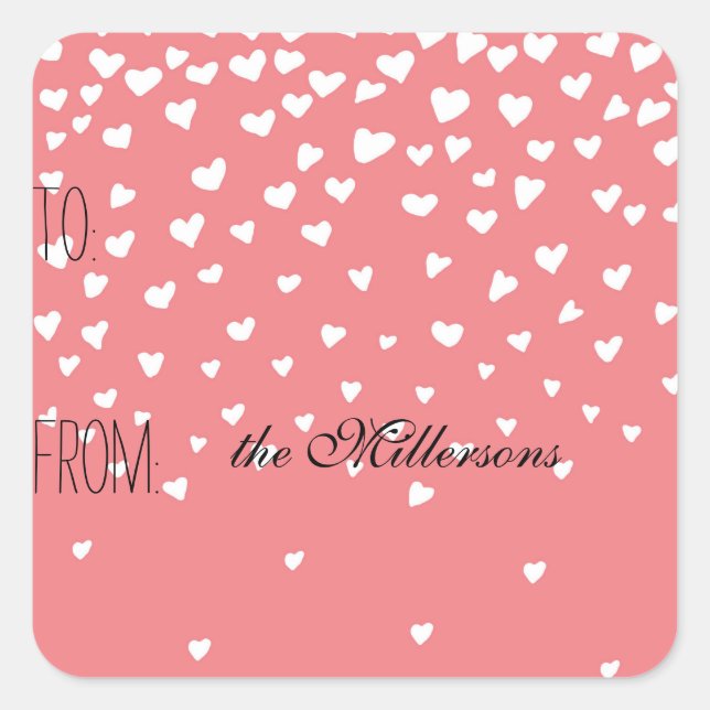 Sticker Carré Balise cadeau Little White Hearts (Devant)