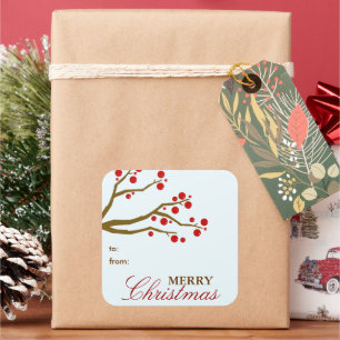Sticker Carré Balise cadeau Red Berries