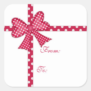 Sticker Carré Balise cadeau Red Bow et Ribbon
