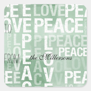 Sticker Carré Balise de cadeau Ambre Love Peace