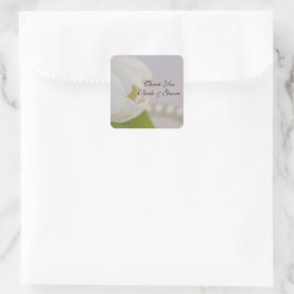 Sticker Carré Balise de Merci Mariage blanc Tulip and Pearls