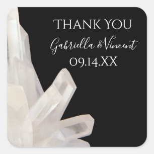 Sticker Carré Balise de Merci Mariage noir blanc Crystals