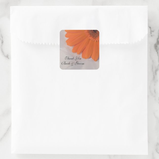Sticker Carré Balise de préférence Orange Daisy et Mariage satin (Sac)