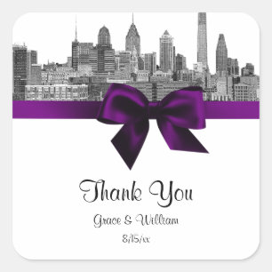 Sticker Carré Balise de préférence violette de Philadelphie Skyl