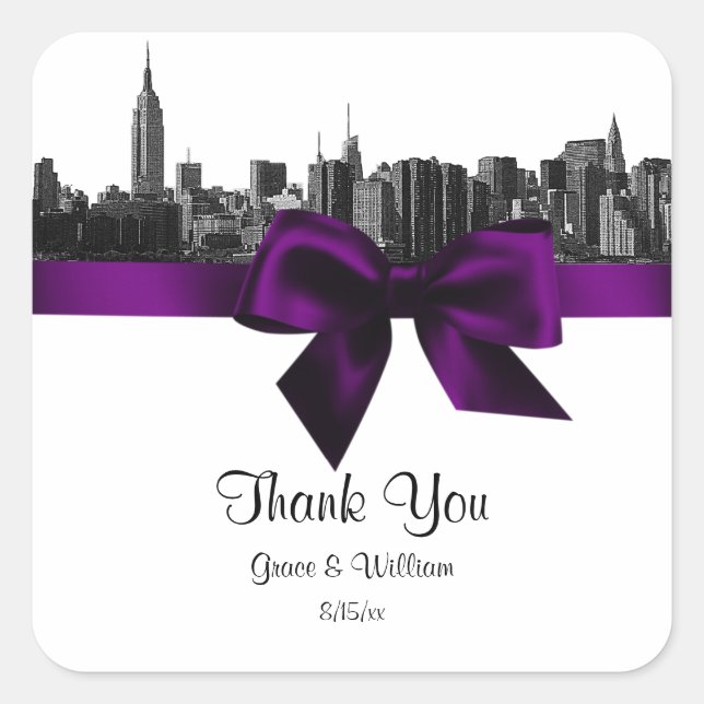 Sticker Carré Balise de préférence violette pour NYC large Skyli (Devant)