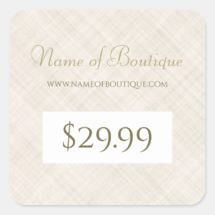 Sticker Carré Balise de prix Motif simple en lin beige