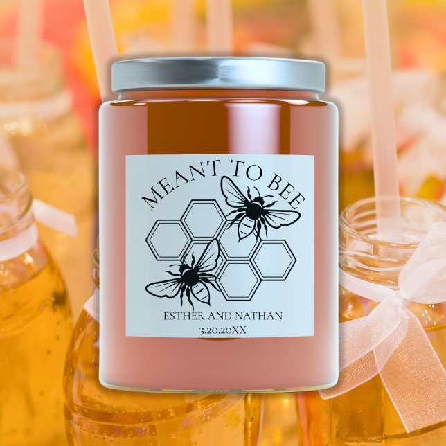 Sticker Carré Balise de promotion de mariage de l'abeille (Meant to Bee Honey Wedding Favor Stickers)
