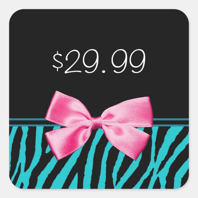 Sticker Carré Balise de vente Turquoise branchée Zebra Stripes H (Devant)