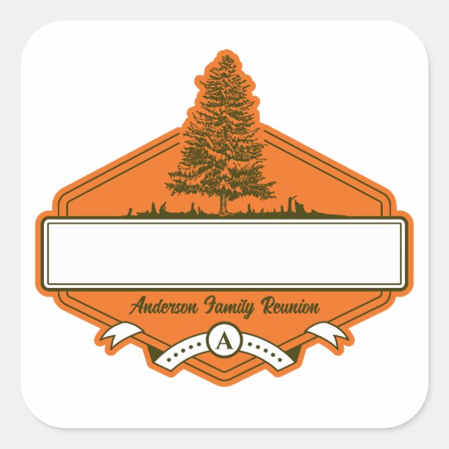 Sticker Carré Balise Nom de réunion de famille personnalisée (Devant)