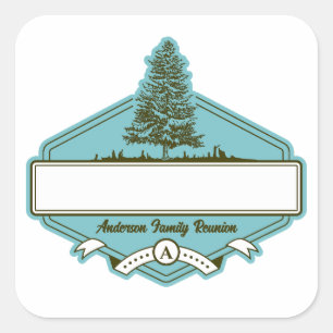 Sticker Carré Balise Nom de réunion de famille personnalisée