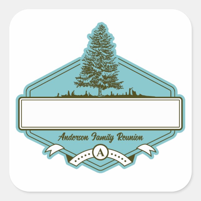 Sticker Carré Balise Nom de réunion de famille personnalisée (Devant)
