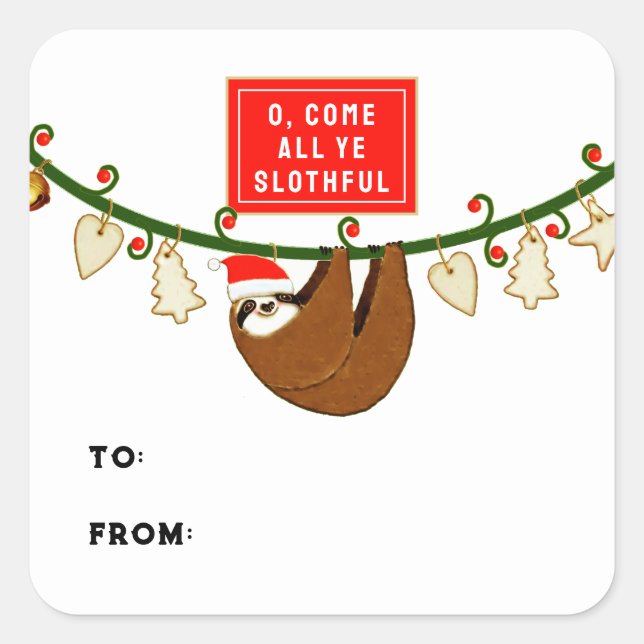 Sticker Carré Balises cadeaux de Noël amusantes (Devant)
