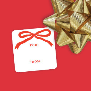 Sticker Carré Balises cadeaux de Noël de Noël de la Bow rouge de