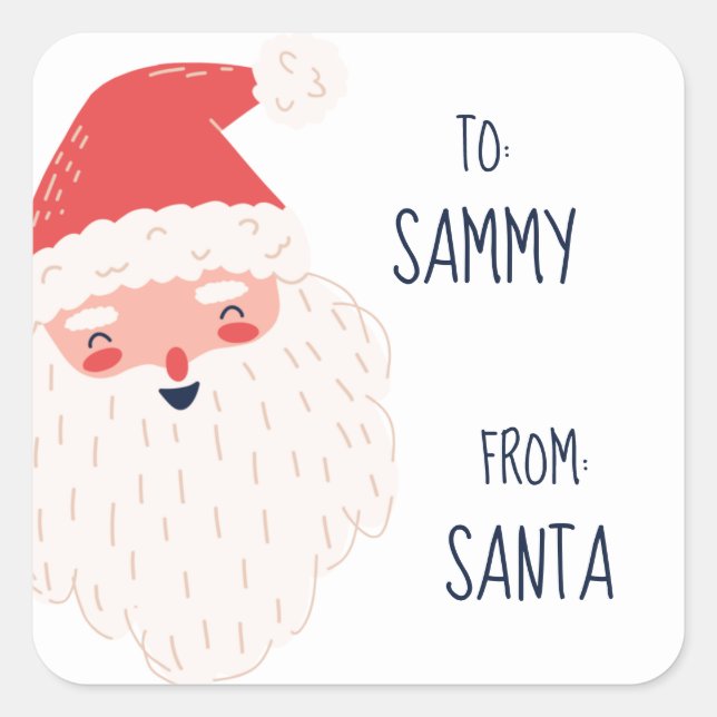 Sticker Carré Balises Cadeaux Père Noël Personnalisées (Devant)