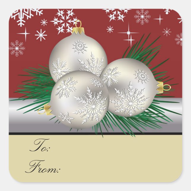 Sticker Carré Balises cadeaux Silver Trio (Devant)