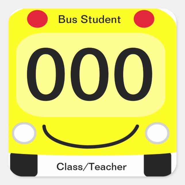 Sticker Carré Balises d'autobus pour élèves de l'école joyeuse (Devant)