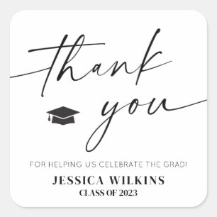 Sticker Carré Balises de Merci minimaliste de la fête de graduat