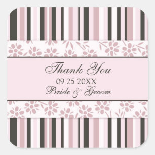 Sticker Carré Balises de noces Merci de mariage rose