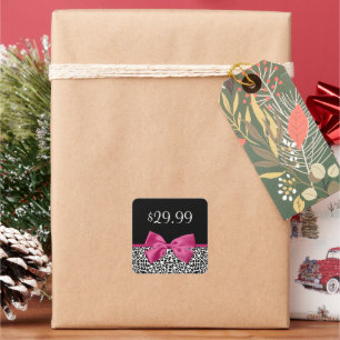 Sticker Carré Balises de prix Vivacious Dark Pink Bow Empreinte 