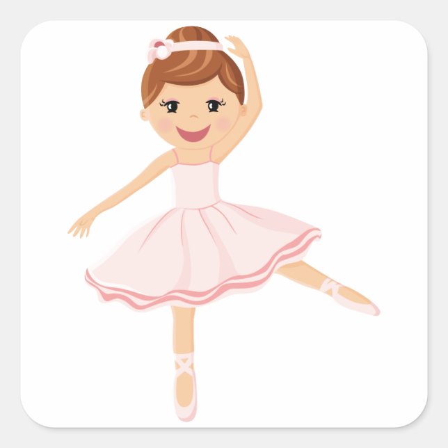 Sticker Carré Ballerina Dancer avec cheveux bruns (Devant)